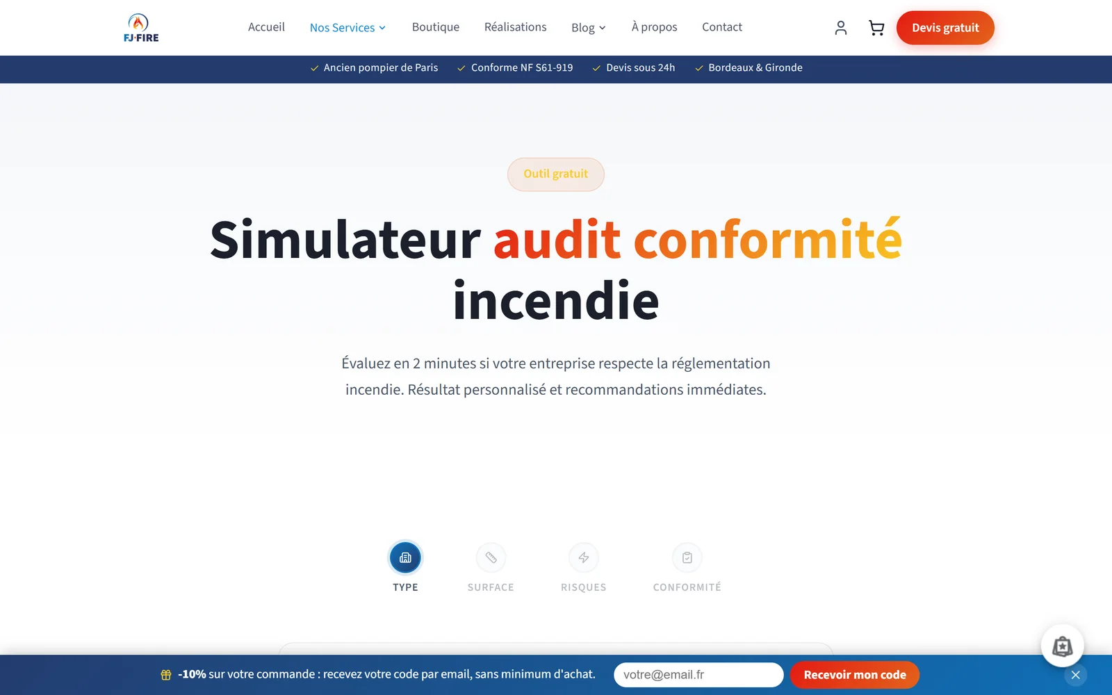 Simulateur audit incendie : Outil web · Auto-diagnostic