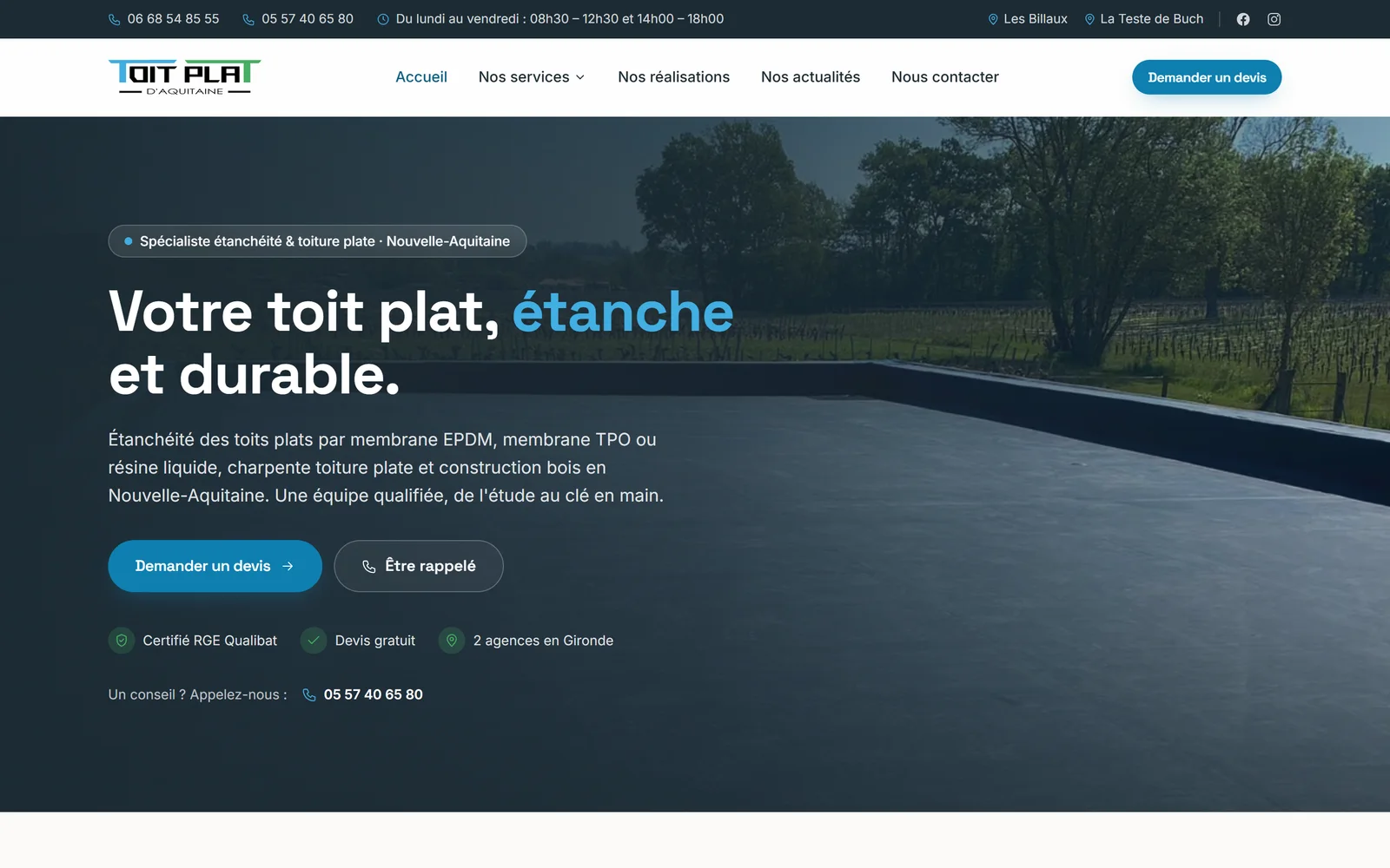 Toit Plat d'Aquitaine (Ecotoit) : Bâtiment · Construction bois & étanchéité